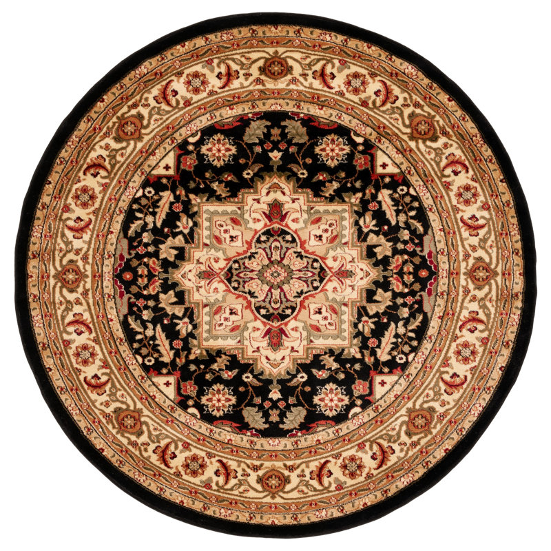 Tapis oriental ivoire / rouge Klose, Beige/Black, Rond 6 pi