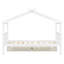 Lit simple en bois avec tiroirs, blanc