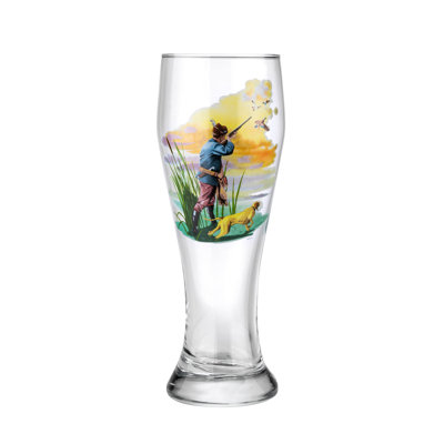 Verres Pilsner Victoria Bella de fabrication européenne. Verre à bière 14 oz (415 ml) pour une meilleure rétention de la tête, des arômes et de la saveur. Motif de chasseur et de chien.
