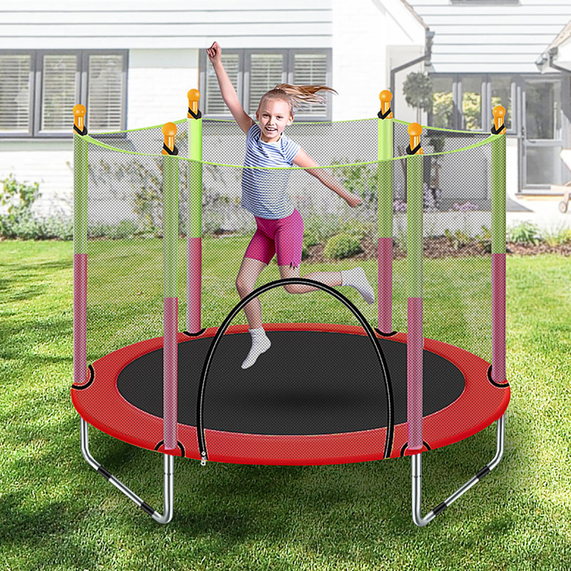 Trampoline de jardin rond 4,59 'avec enceinte sécuritaire kingso, Rouge