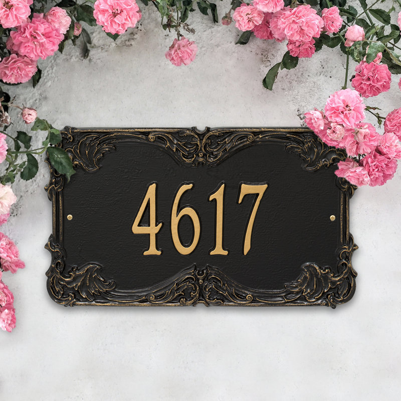 Plaque d'adresse murale 1 ligne Signature Series, Noir, Or, Oui