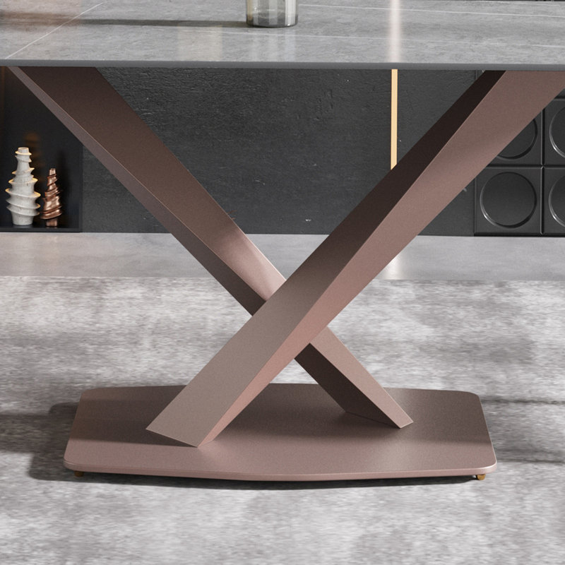 Table de salle à manger Sintered Stone, Gris, H 29,53 po x L 70,9 po x l 35,4 po, Rose antique