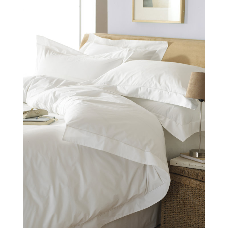 Oxford Cotton Solid Colour Duvet Cover Set with Pillowcases Included, White, Super King - 2 Standard Pillowcases