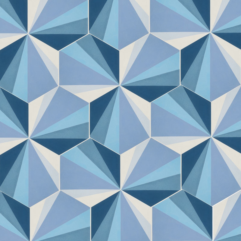 Soleil By Trina Turk 8" X 9" Cement Wall & Floor Tile, Ocean