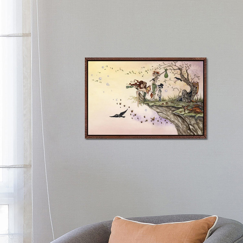 Where The Wind Takes You by Amy Brown - Print on Canvas, 45.72cm H x 66.04cm W x 3.81cm D, Classic Brown Wood Framed
