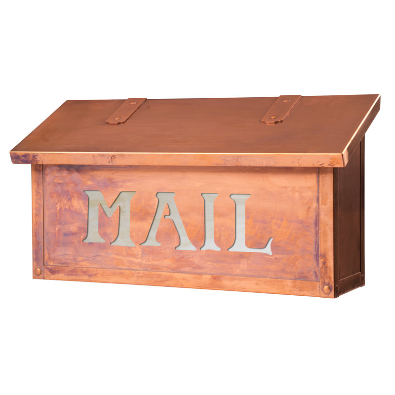 Classic Brass Wall Mounted Mailbox, Old Penny, Gold Iridescent