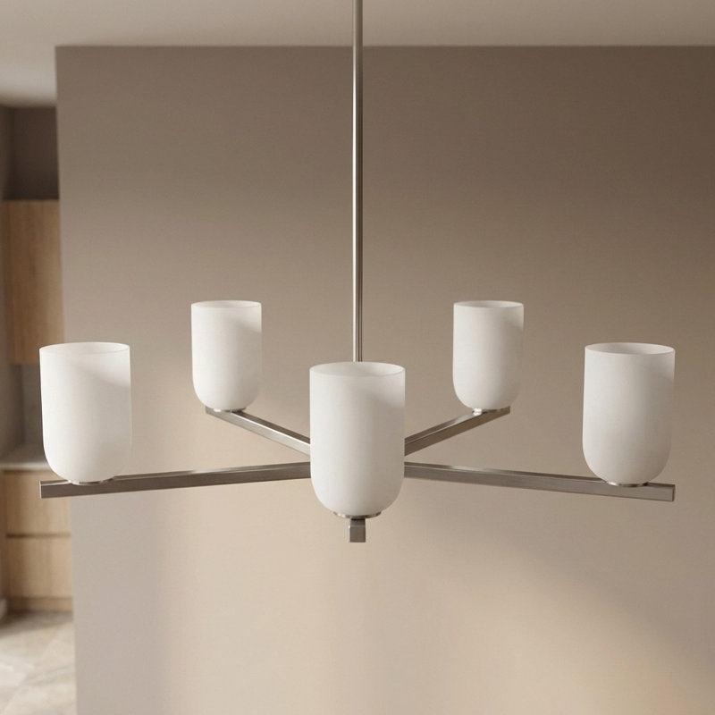 Lustre à cinq lumières Neblina, Nickel brossé, Non