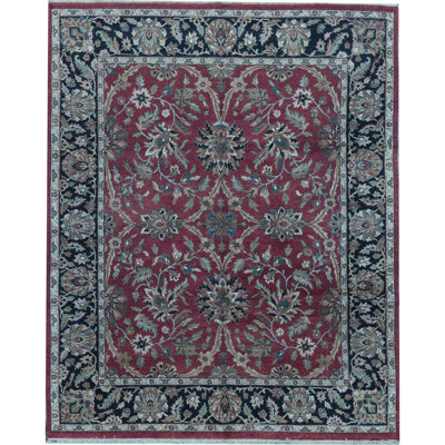Tapis rouge et noir noué à la main de haute qualité
