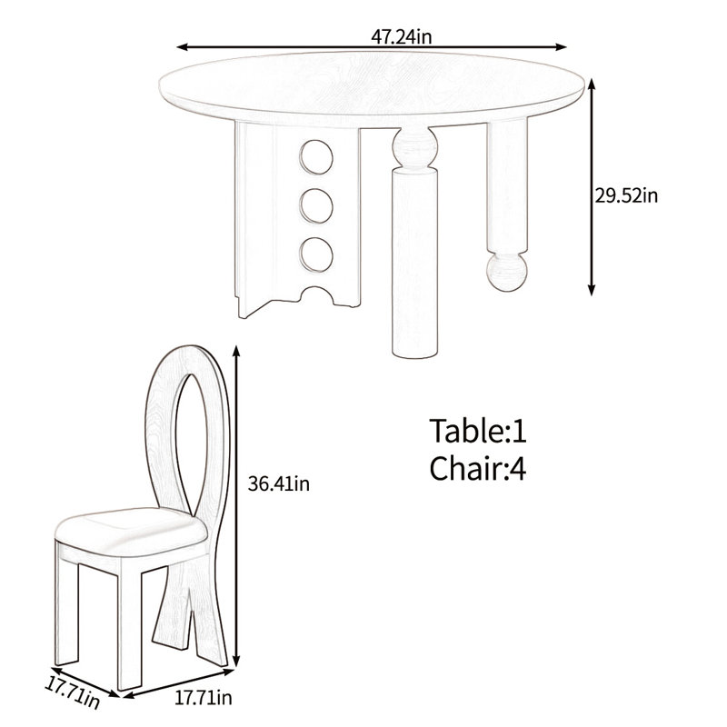 Safe and durable solid wood table set