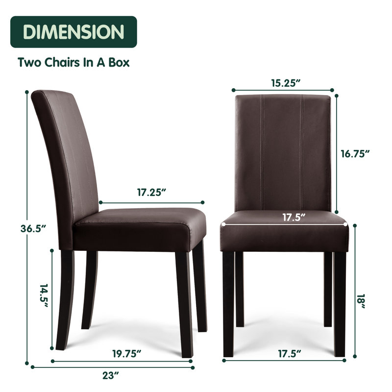 Anirvin Faux Leather Waterproof Upholstered Dining Chair, Brown