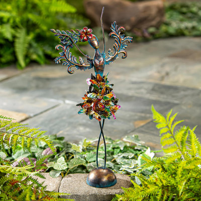 Metal Butterfly Angel Statue, 19"H