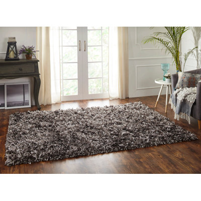 Tapis de zone grise lurex fait main poils longs Alkmaar