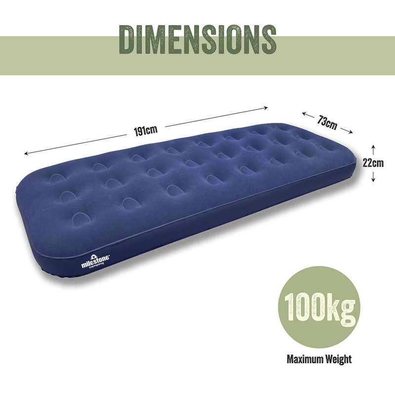 Flocked Airbed, Single, Dark Blue