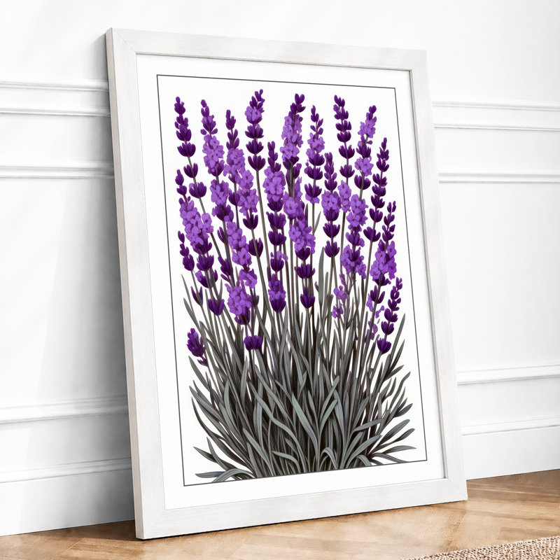 Lavender Study Botanical - Framed Print, A4 - 29.7 x 21.0 cm, White