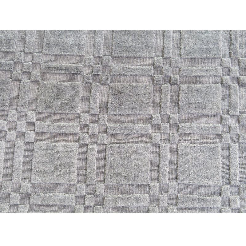 Linen Geometric Area Rug in Silver/Gray, Rectangle 8' x 10'