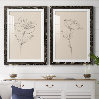 Floral Contour Study III " Floral Contour Study III " 2 - Pieces Painting Print