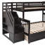 Lit superposé simple en L avec 3 tiroirs, bureau portable et garde-robe-1115547382