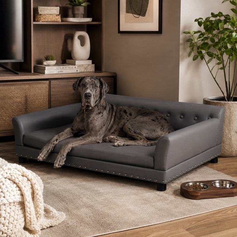 Orthopedic Dog Sofa Bed with Flat Foam, Removable Waterproof Cover, Furniture-Style Couch for Medium & Large Dogs