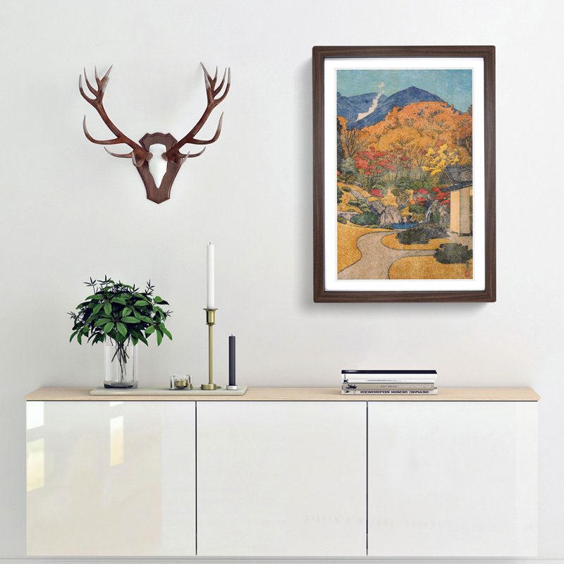 Autumn in Hakone Museum by Toshi Yoshida - Picture Frame Painting, 60cm H x 40cm W x 2cm D, Walnut