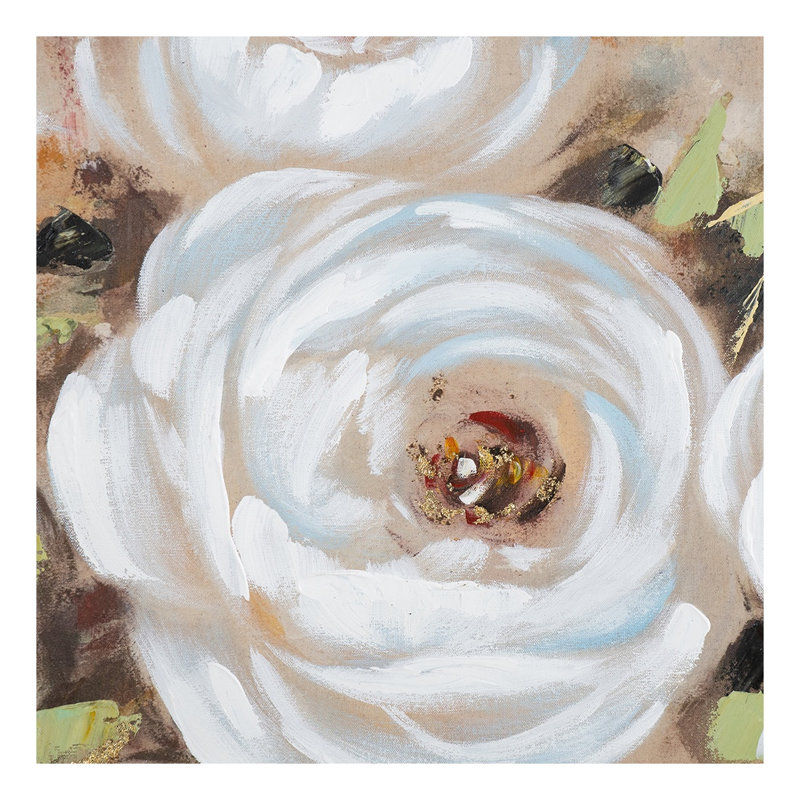 Art mural carré sur toile 36 "x 36" - Impression florale multicolore avec cadre en bois et PS