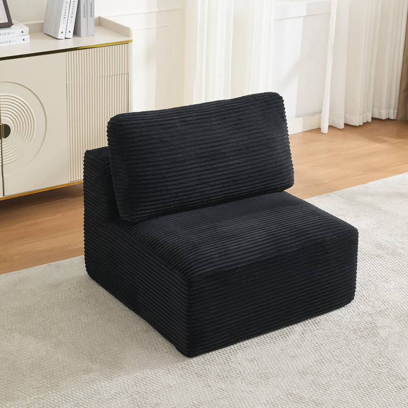 Fauteuil d'appoint en velours côtelé Acuna, Noir anthracite