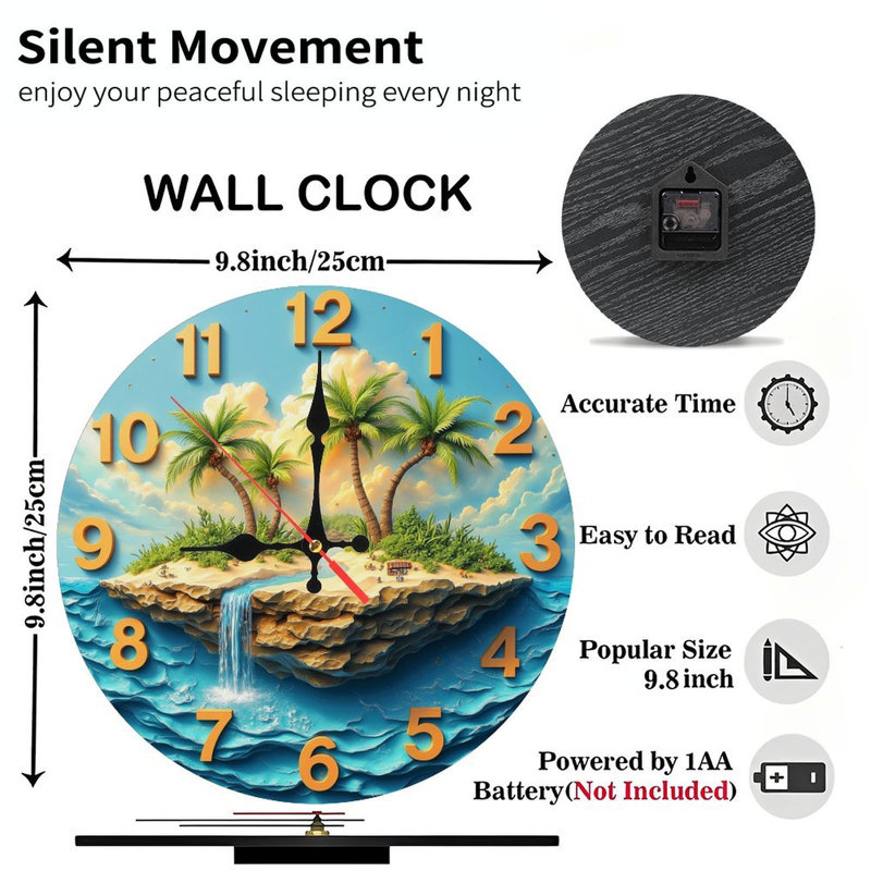 Décoration murale horloge tropicale