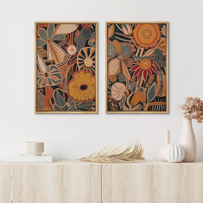 Retro Vintage Flower Floral Botanical Collage Abstract Shapes Modern Artwork Minimalist Bedroom