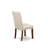 3 Piece Modern Dining Table Set Contains a Round Wooden Table with Pedestal and 2 Cream Linen Fabric Parson Dining Chairs, Mahogany-856811699-856811700-909101381