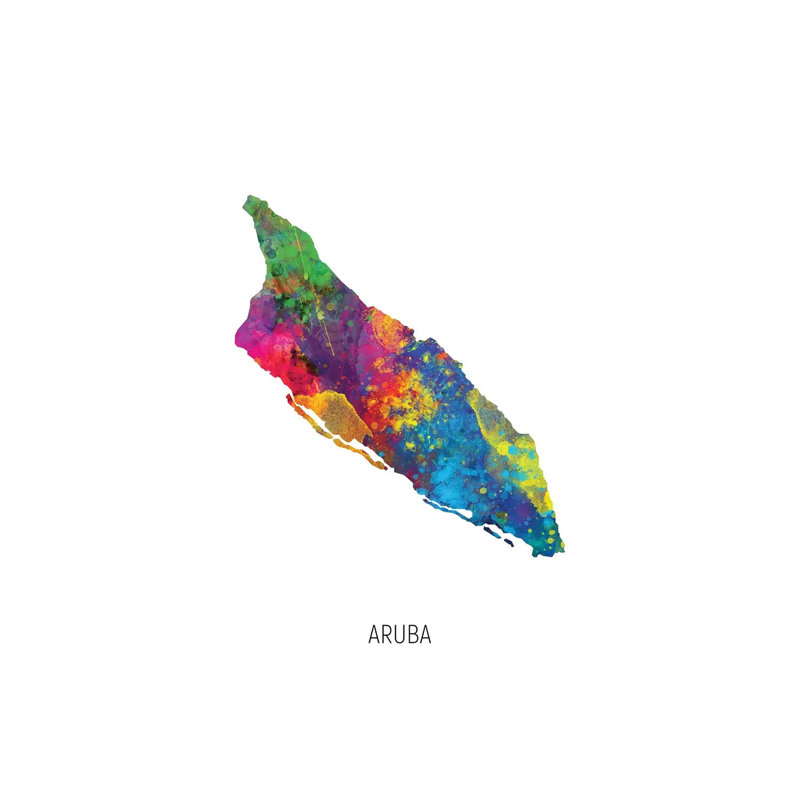 " Aruba Map " by Michael Tompsett, 26" H x 18" W x 1.5" D