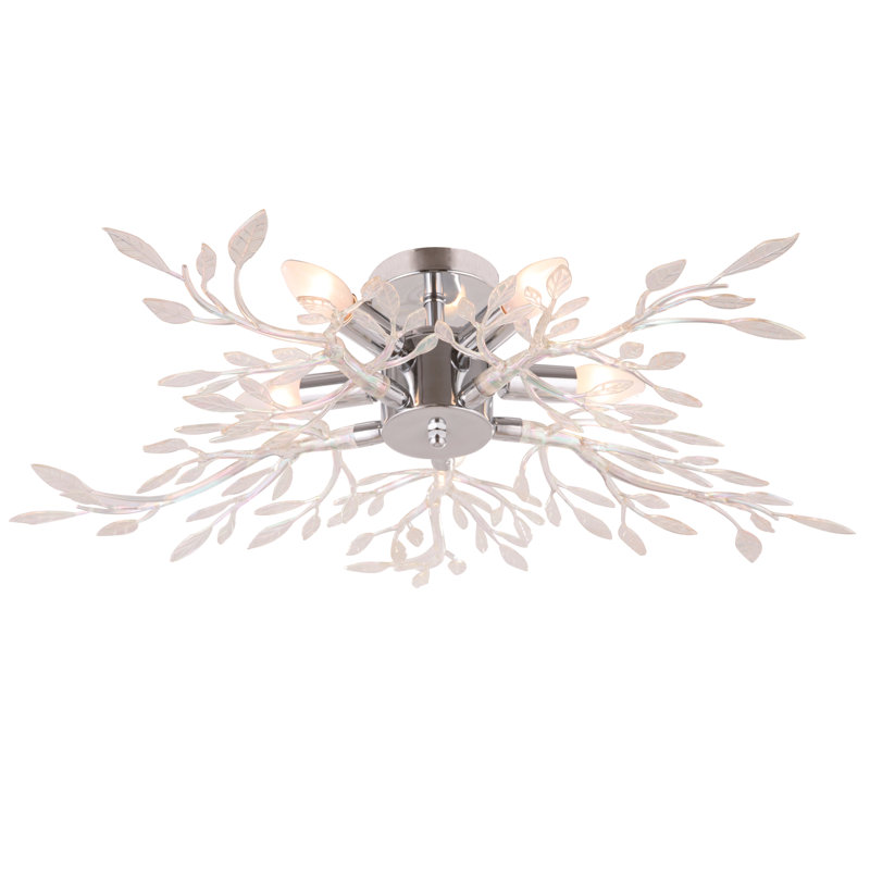 Bravo Semi Flush Mount, Chrome/White