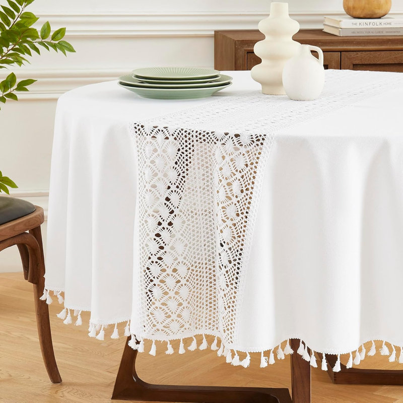 Nappe lourde en coton et en coton, Rond 36 po, Blanc