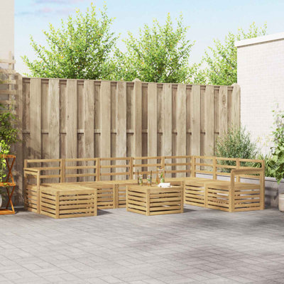  Outdoor Sofa Set 9 pcs Solid Acacia Wood Sectional Garden Furniture