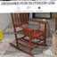 Ensemble de chaises berçantes d'extérieur en bois, accoudoirs lisses, dossier haut, durable pour patio, balcon et porche, rouge vin