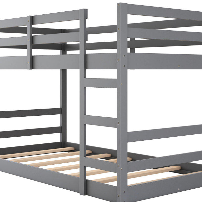 Gray Twin Over Bunk Bed With , Solid Pine Legs, Full - Length Guardrail For Security, Space Saving Small Bedrooms, Slat Kit Included Frame Stability, , Functional In Limited Spaces, Fits Mattresses