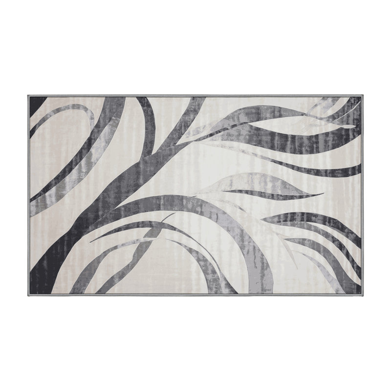 Machine Washable Gray Area Rug, Rectangle 8' x 12'