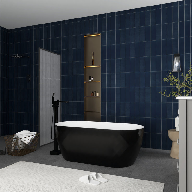 Baignoire de trempage autoportante en acrylique 59 po. X 28 po., Noir