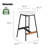 Upholstered Counter Stool with Metal Frame (Set of 2)-107185550-107185552