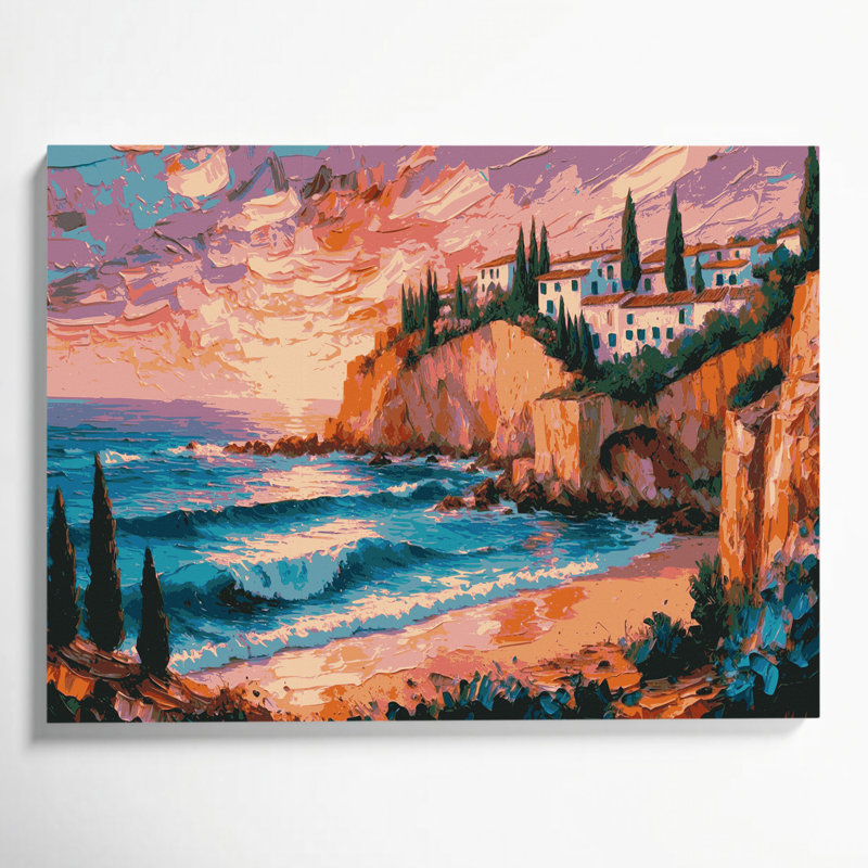 Art mural sur toile grise avec villes de Majorque, Espagne, H 11 po x l 14 po