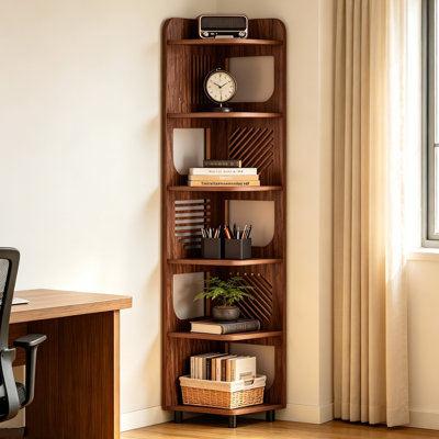 6-Tier Corner Bookcase, 72" Storage Display Rack