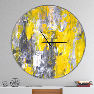 Gray and Yellow Abstract Pattern - Modern wall clock