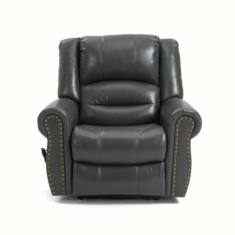 Leather Heated Massage Chair, Gray Faux Leather