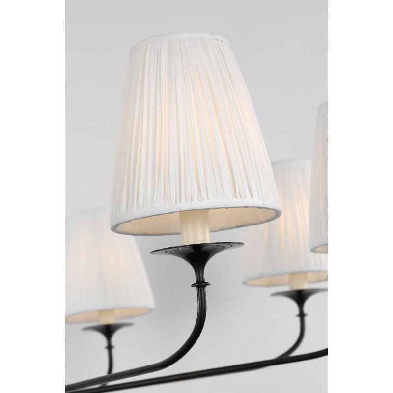 Knox Chandelier with Silk Pleated Shades, 21.25" H x 42" W x 42" D, Bronze, 8 Lights