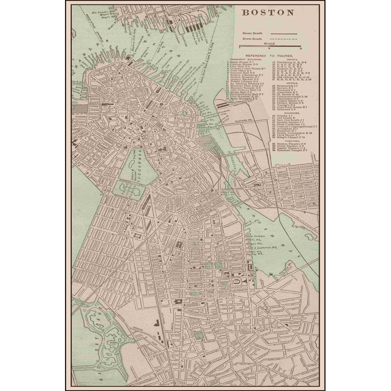 Carte teintée de Boston, H 18 po x l 12 po