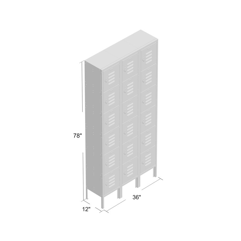 Casier large à 6 étages 3 étages, Brun clair, H 78 po x l 36 po x P 12 po, Non assemblés