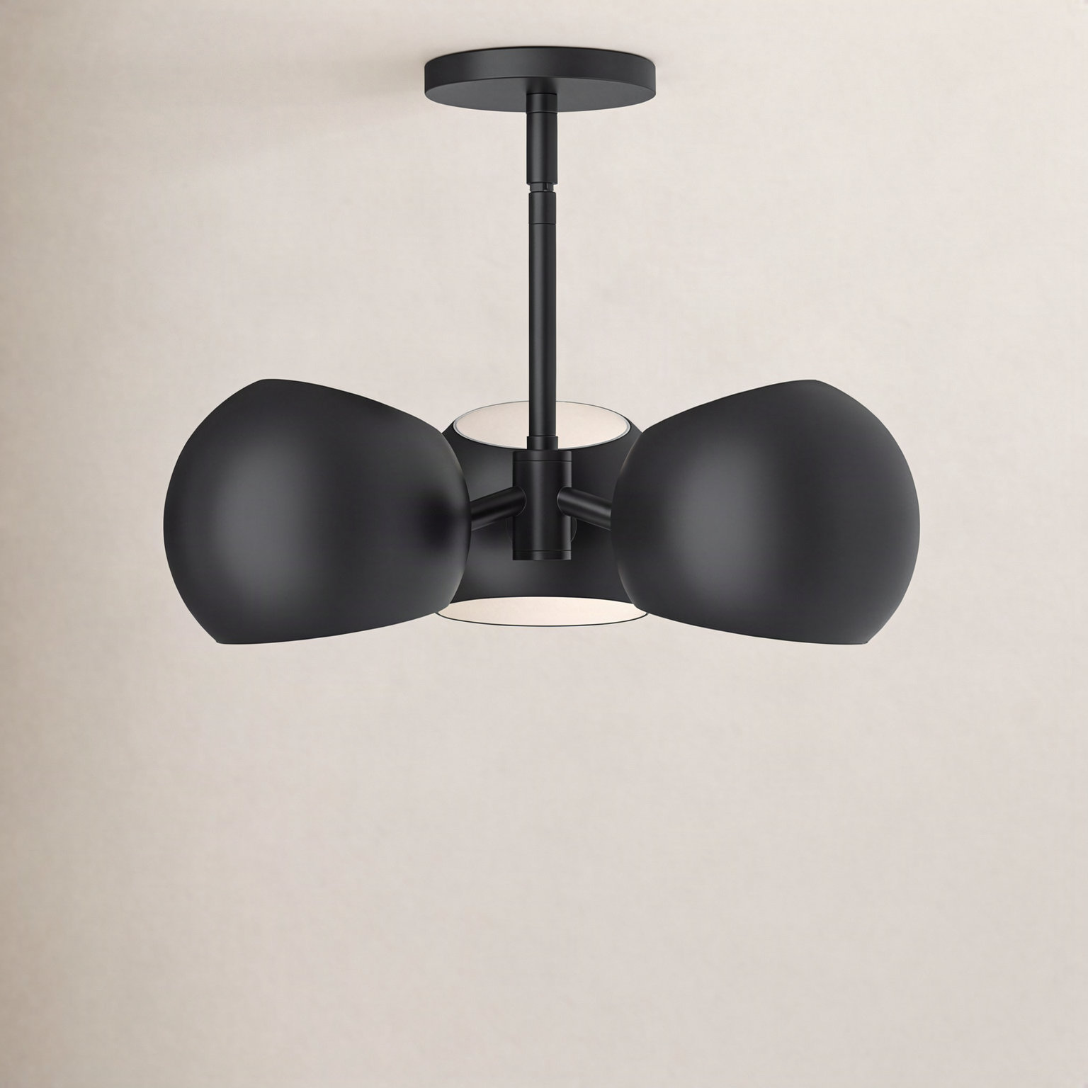 Willow 3 Light Glass Pendant, Matte Black, Matte Black