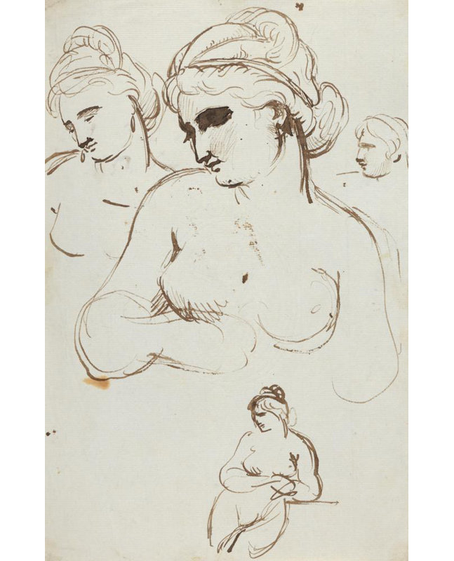 "Étude de femme nue" par Benjamin Robert Haydon - Art mural sur toile tendue avec châssis, H 24 po x l 17 po