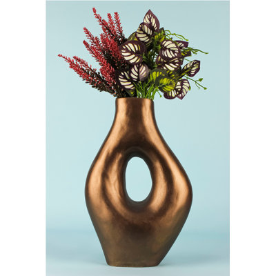 Hand Painted Decorative Pot, Ceramic Body, 7.9 x 13.4 inches, Brown | Elegant Home Decor Accent for Indoor Plants, Unique Design Perfect for Living Room, Office, or Garden, Durable and Stylish