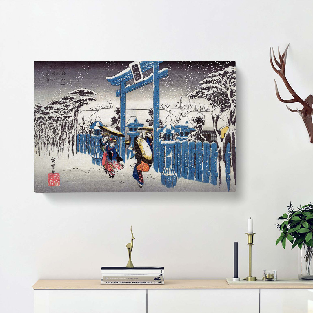 Gion Shrine In Snow by Utagawa Hiroshige - Wrapped Canvas