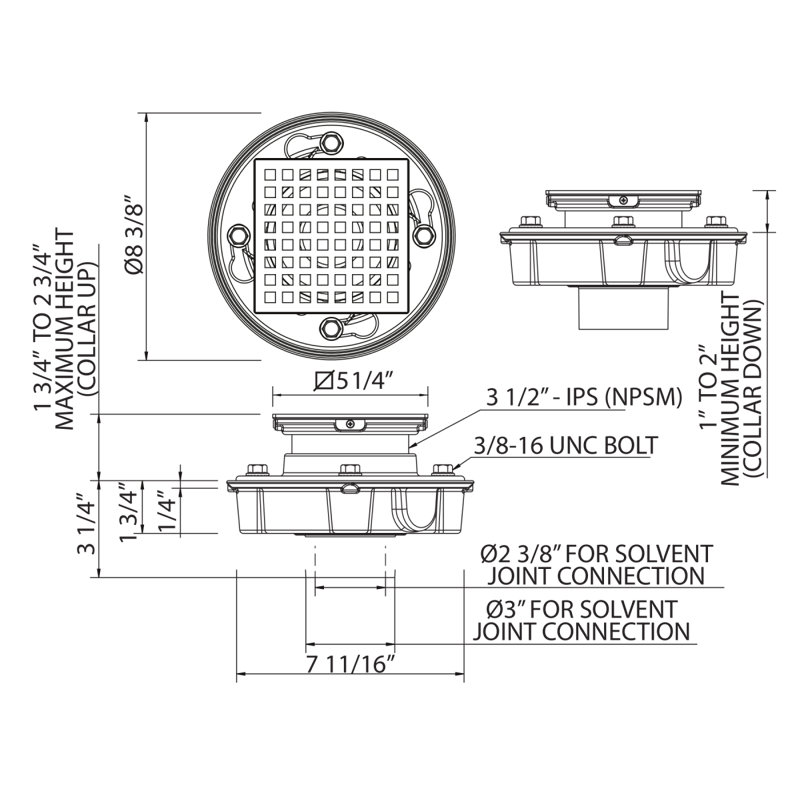 PVC 2" X 3" Drain Kit with Matrix Decorative Cover, Italian Brass