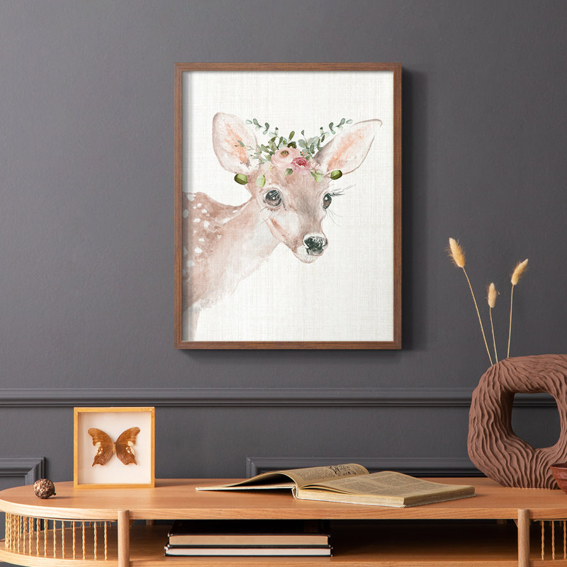 Dressy Fawn, reproduction encadrée - bois massif, Brun, H 14 po x l 11 po